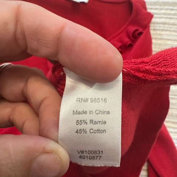 Coldwater Creek Red Ruffle Neck Sweater, Size L - Picture 10 of 11